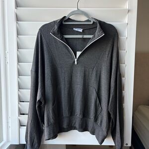 LNA Revolve Women's Blake Half Zip Sweatshirt Oversized Antracita Gray small